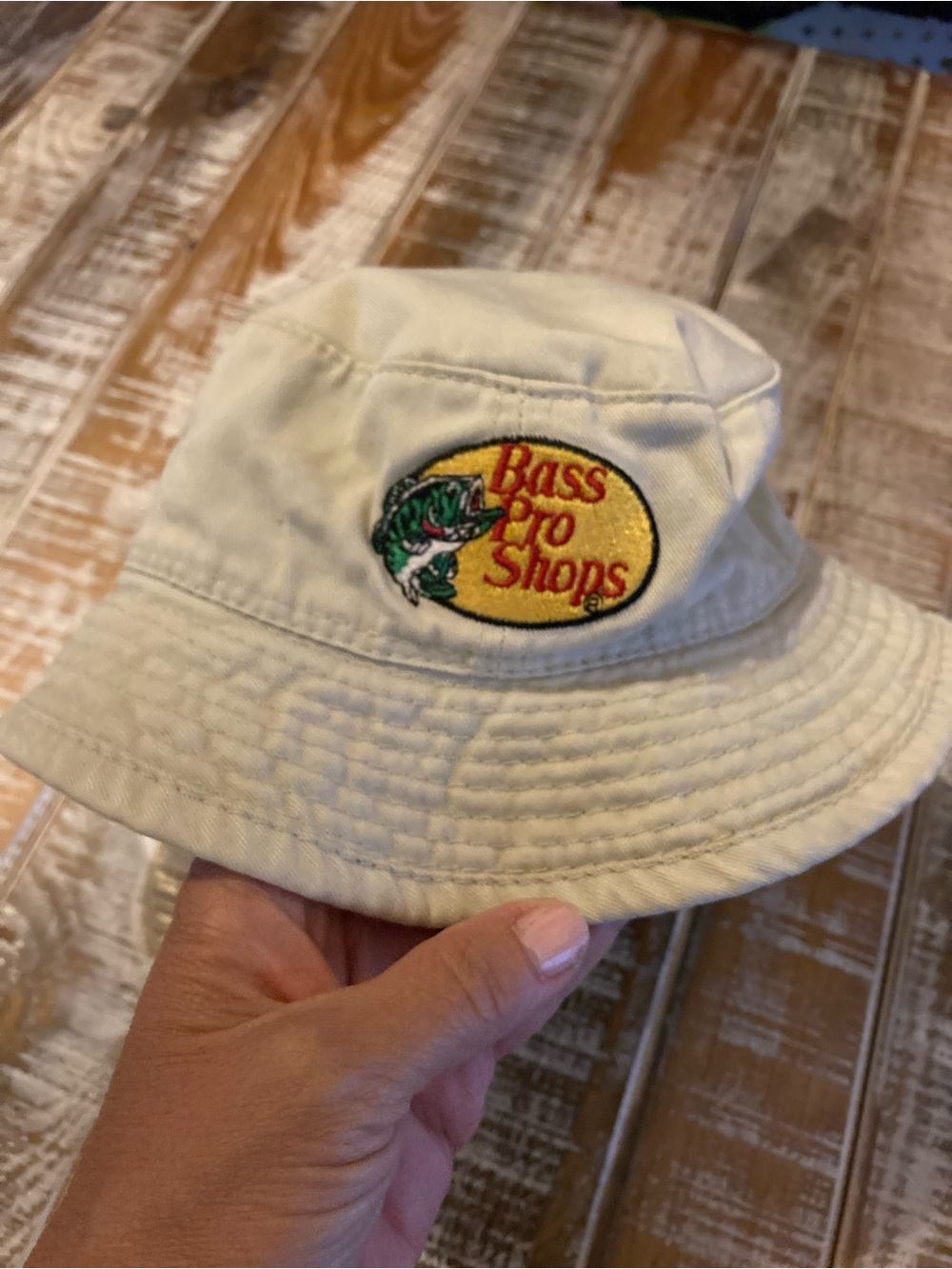 Bass Pro Shops Kids' Cream Bucket Hat with Yellow Logo Patch